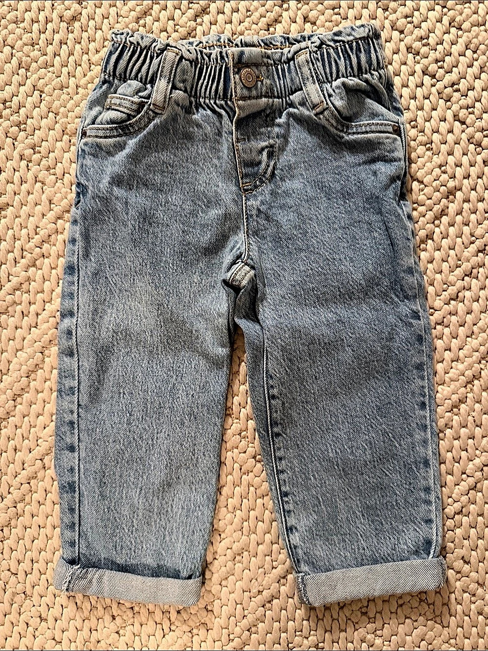 Cat & Jack Paperbag Waist Denim Pants Girls 3T Blue